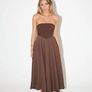 NWT The Ultimate Muse Strapless Midi Dress Chocolate